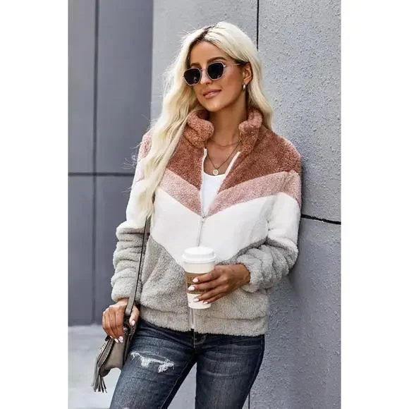 Colorblock Teddy Jacket - Picture 13 of 15